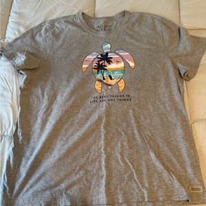 Life Is Good Gray Turtle Graphic Tee